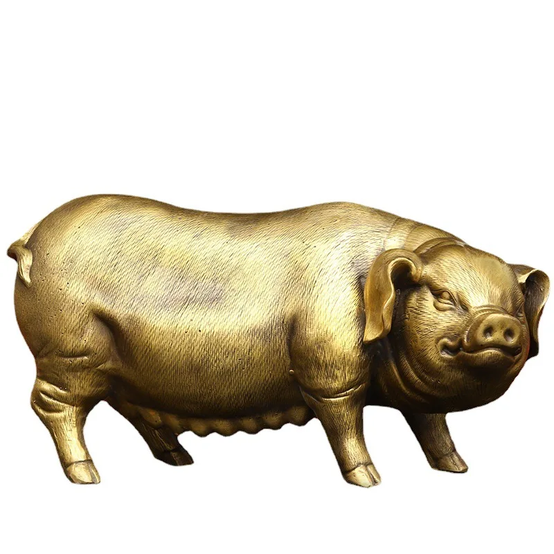 Латунное украшение в виде Свинки большая медная свинка Каролина коричневая