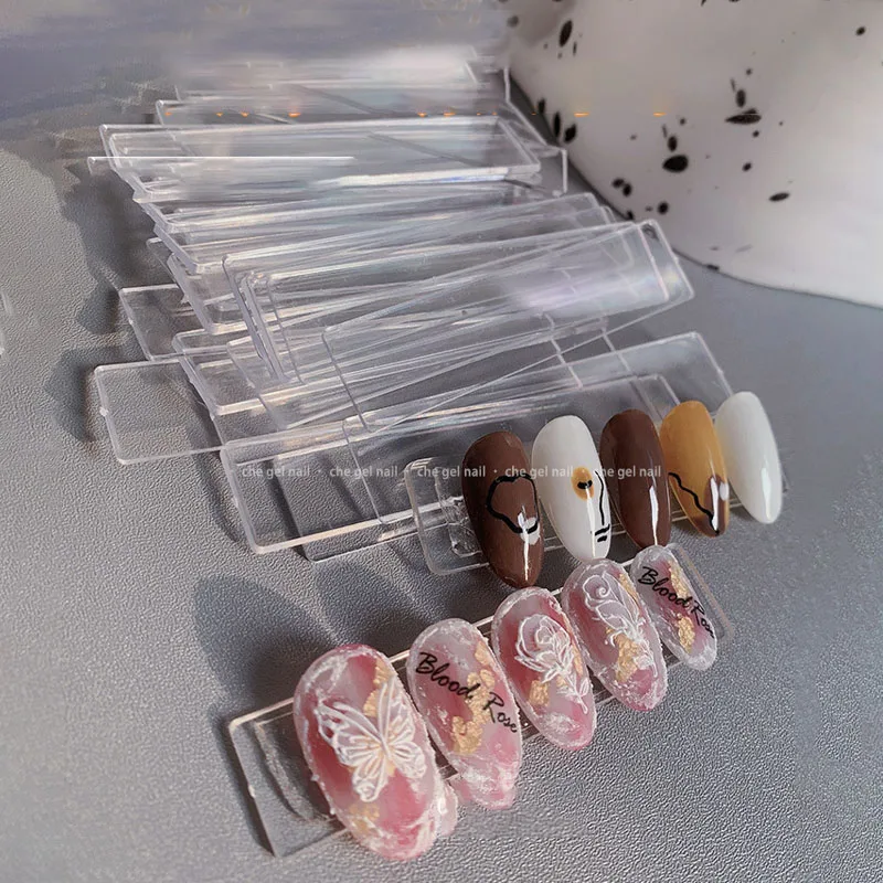 

Nail Enhancement Transparent Acrylic Display Board High Transparency Work Display Strip 48 Pieces of Printing Tools