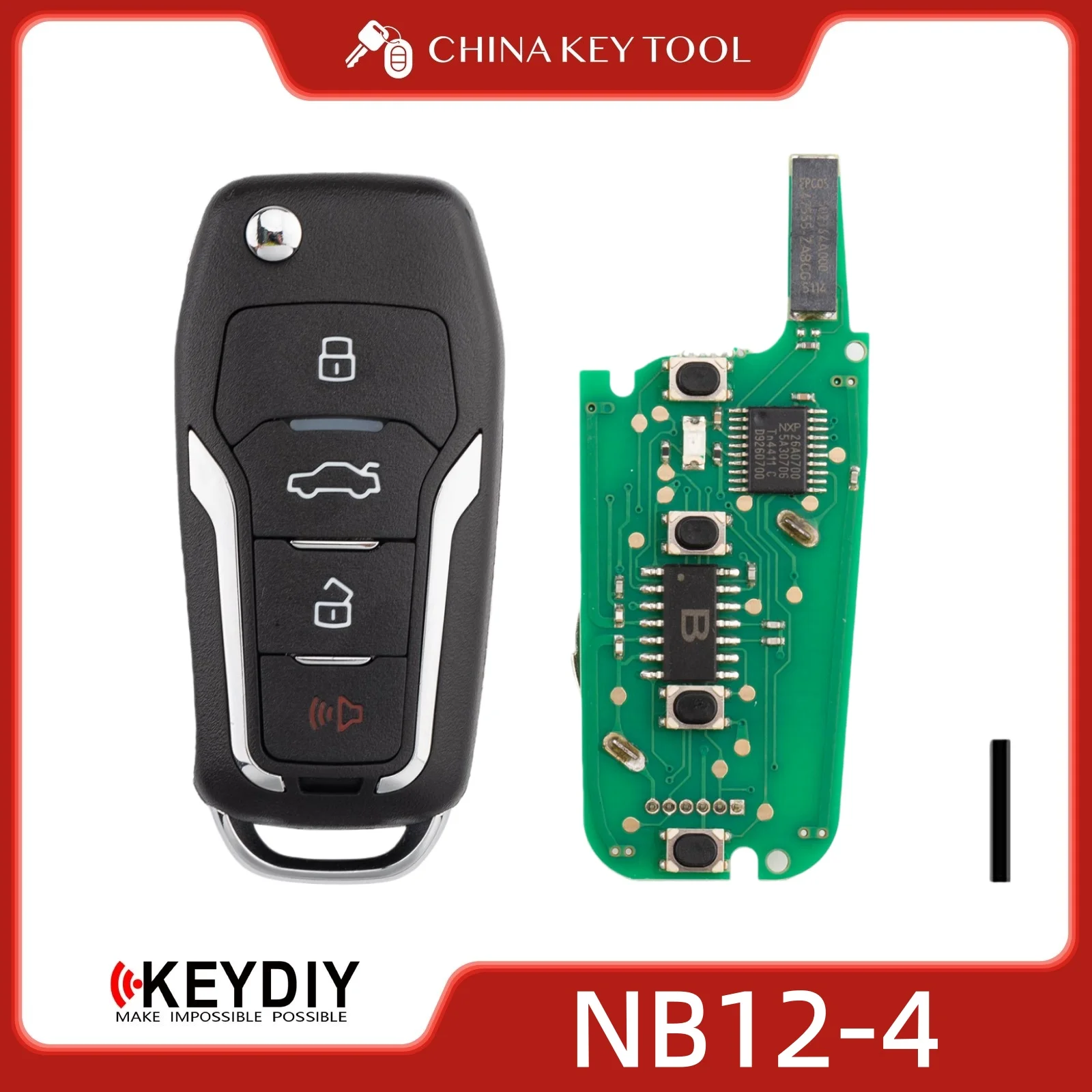 

KEYDIY KD NB12-4 NB Series Универсальный откидной пульт дистанционного управления, 4 кнопки, совместимое сменное решение для автомобилей типа Ford