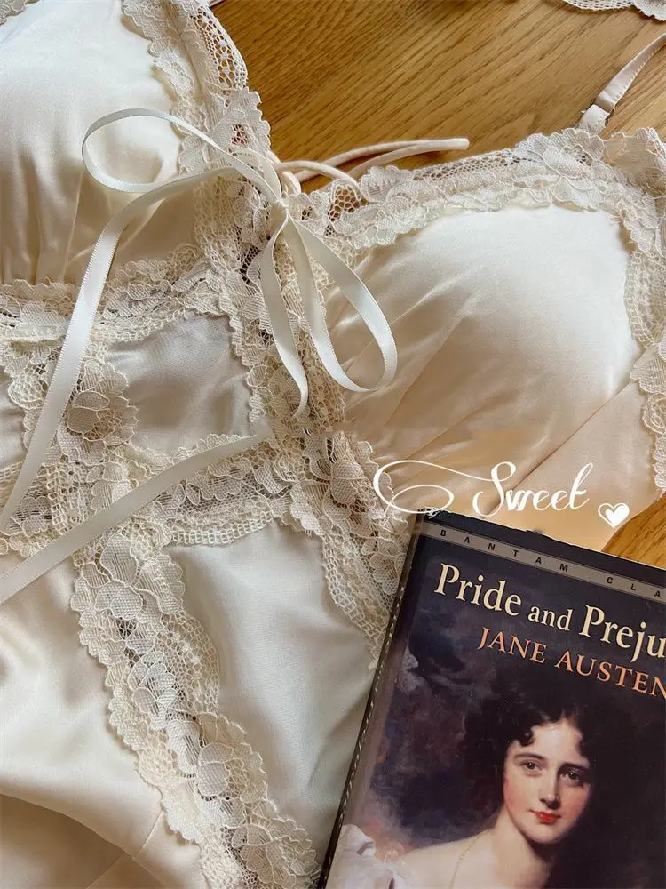 Sweet Nightgown Women Sweet Lovely Sleepwear French Nightgown Retro Silky Skin-friendly Leisure Fashion Nightdress Sleepwear