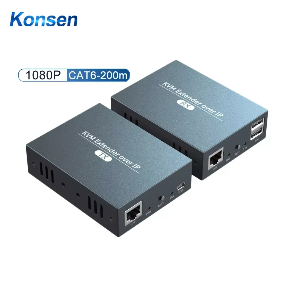 

200M HDMI KVM Extender Over Cat5e/6 Cable HDMI USB KVM Support IP/TCP One to Many Mouse Keyboard Controlled DVR, NVR, Laptop, PC