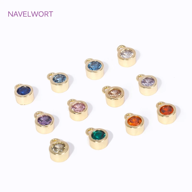 

Trendy 14K Gold Plated Brass Inlaid Colored Zircon Pendant Charms For Jewellery Making Supplies DIY Necklace Bracelet Findings