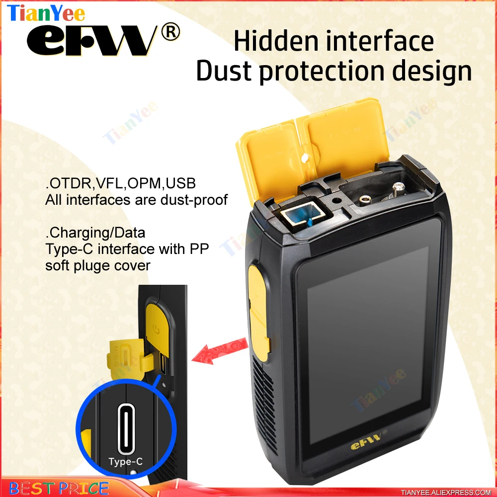 Мини OTDR eFVV-100 1550 нм + VFL 80 км активный волоконно-оптический отражатель встроенный OPM