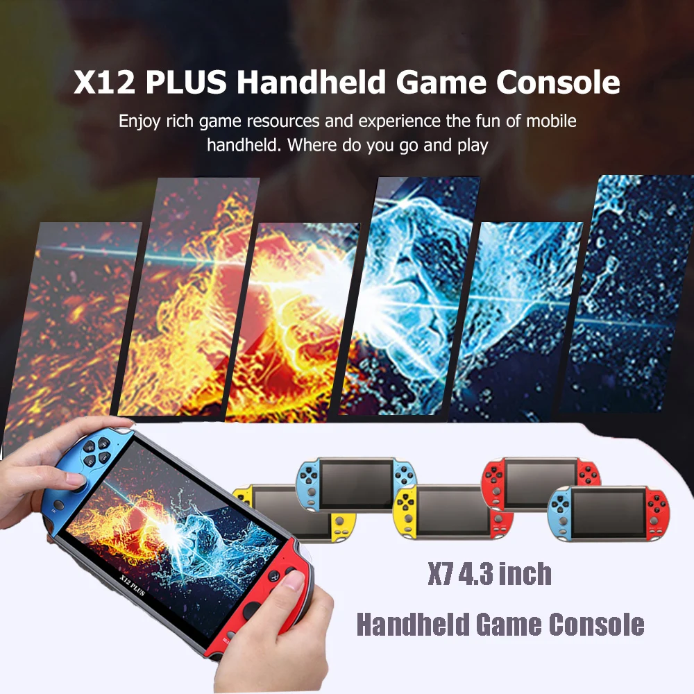 

X12 PLUS X7 портативная игровая консоль 7,1 дюймов HD экран Портативный ретро Видео игровой плеер встроенные 10000 + классических игр память 16 Гб