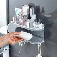 drainer soap dish with hooks punch free storage box home multifunction soap holder bathroom accessories bathroom product
