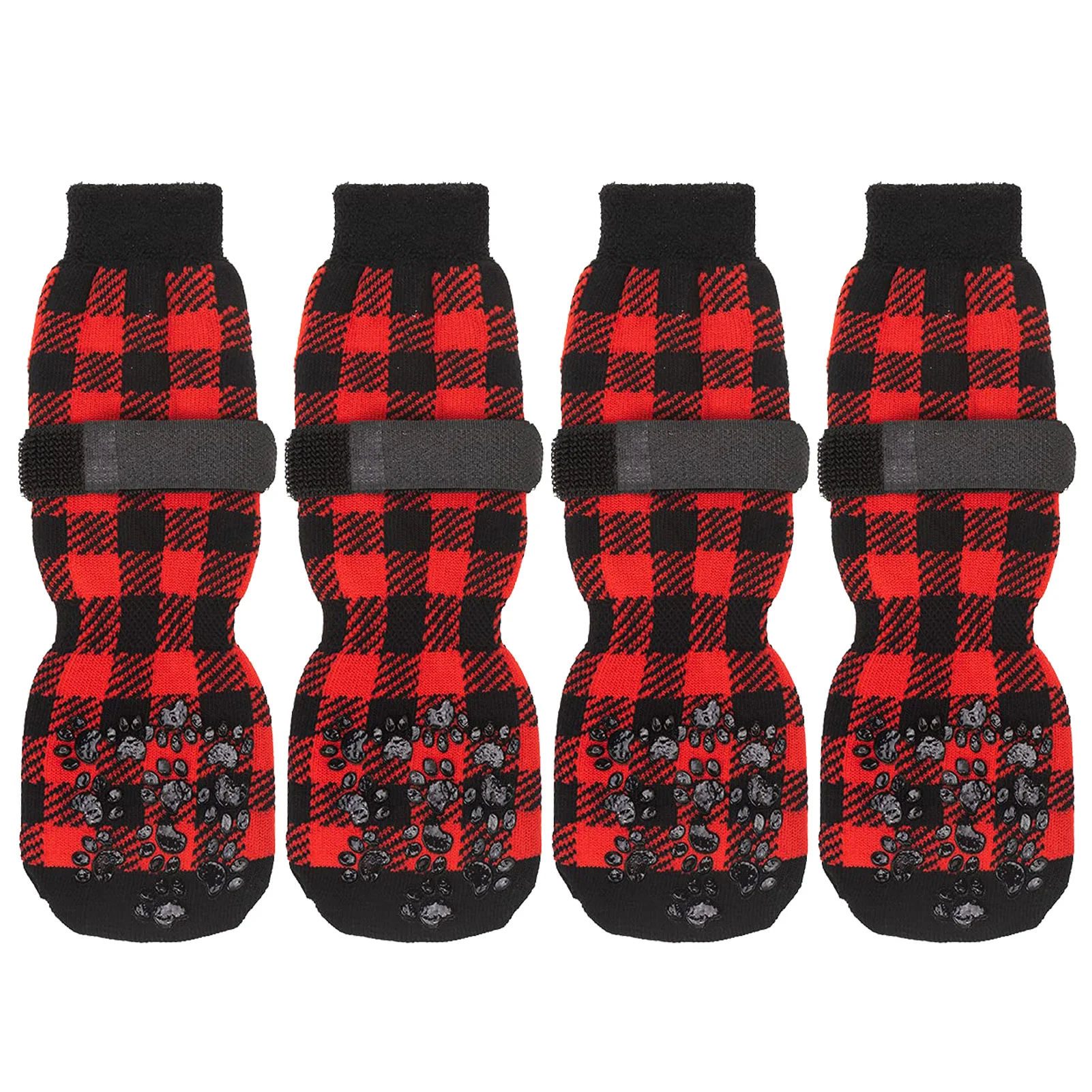 

Plush Dog Booties |Plaid Dog Paw Protector Warm Anti Slip Dog Socks Dog Booties For Medium Dogs Hardwood Floors Prevent Licking