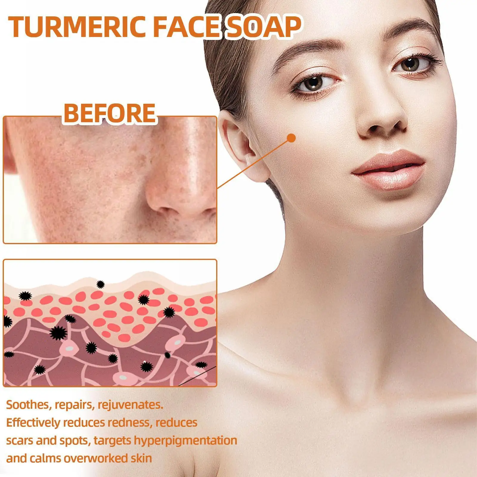 

Turmeric Soap Bar For Face & Body Turmeric Face Soap Brightens Skin Evens Tone Fades Scars Damage Age Spots T3o2