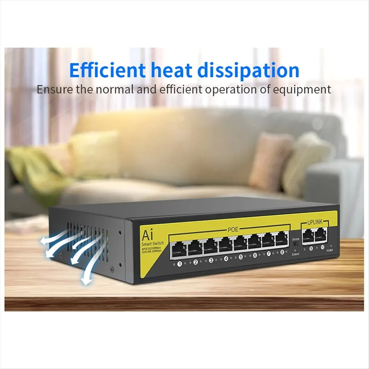 Фото 48В 8-портовый POE-коммутатор Ethernet 10/100 Мбит/с IEEE 802.3 Af/At для IP-камер/систем видеонаблюдения/беспроводных точек доступа, вилка EU - A07G №2