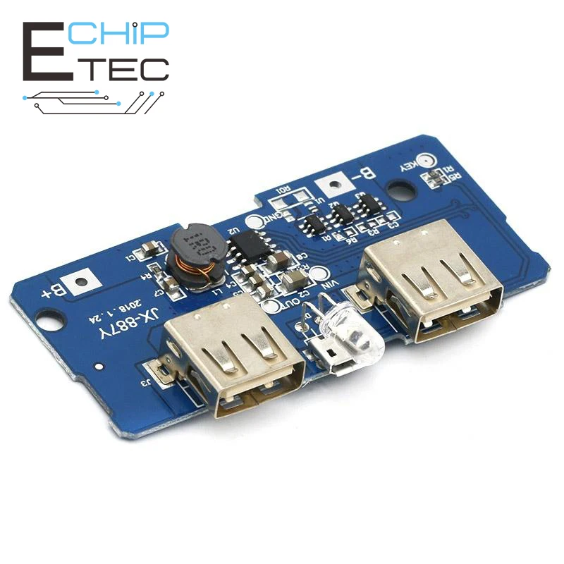 

Free shipping 18650 Dual Micro USB 3.7V to 5V 2A Boost Power Bank Lithium Battery Charger PCB Board DIY 18650 Module with LED