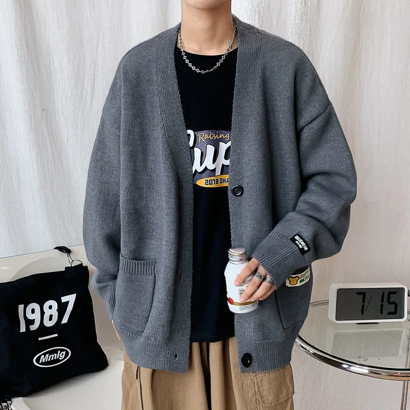 

Men Sweater Cardigan Spring Autumn Winter Jacket Clothes Household 2022 The New Listing Warm Sun Grey Black Coat Berserk