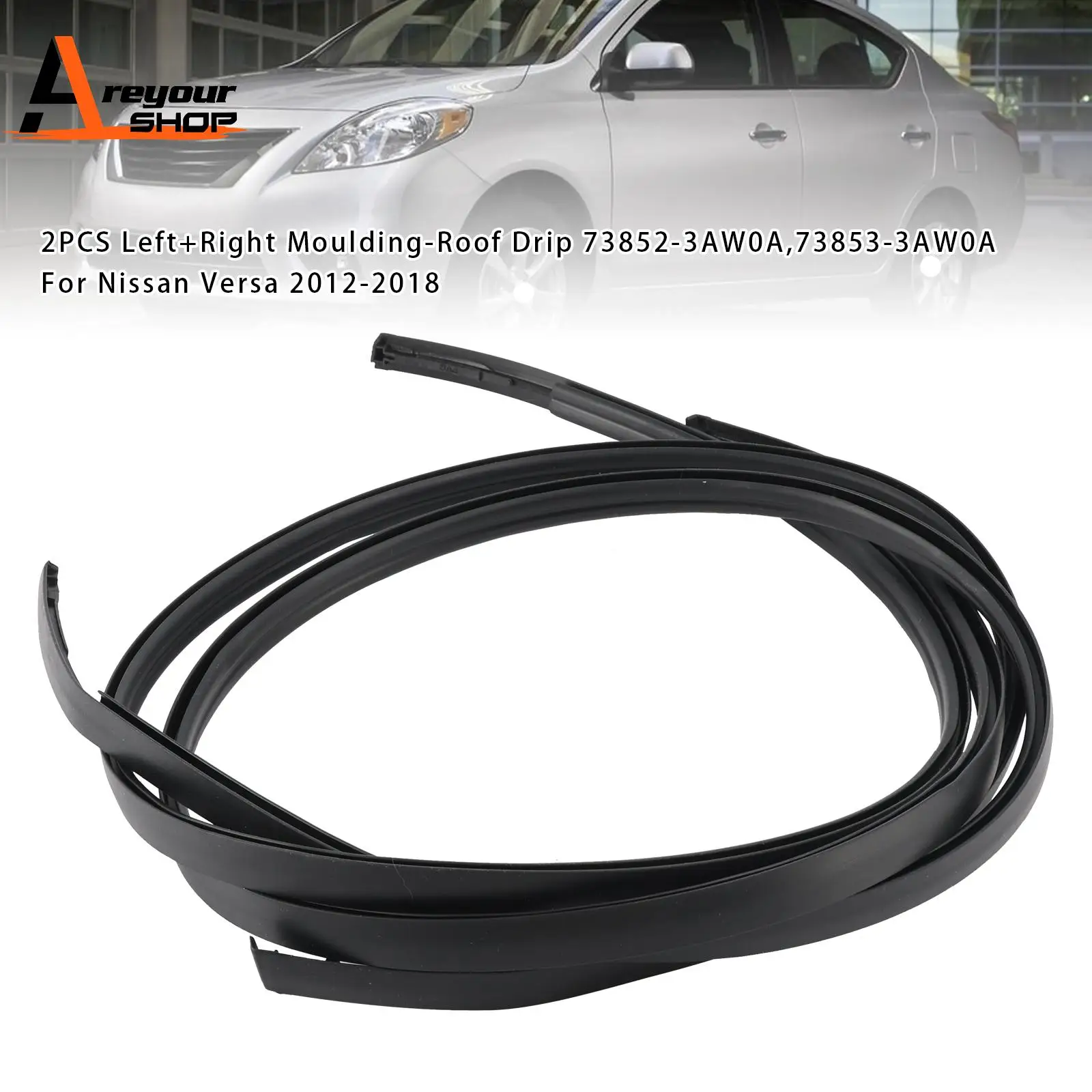 Фото 2 шт. молдинг-капель на крышу 73852-3AW0A, 73853-3AW0A для Nissan Versa 2012 2013 2014 2015 2016 2017 2018 №1