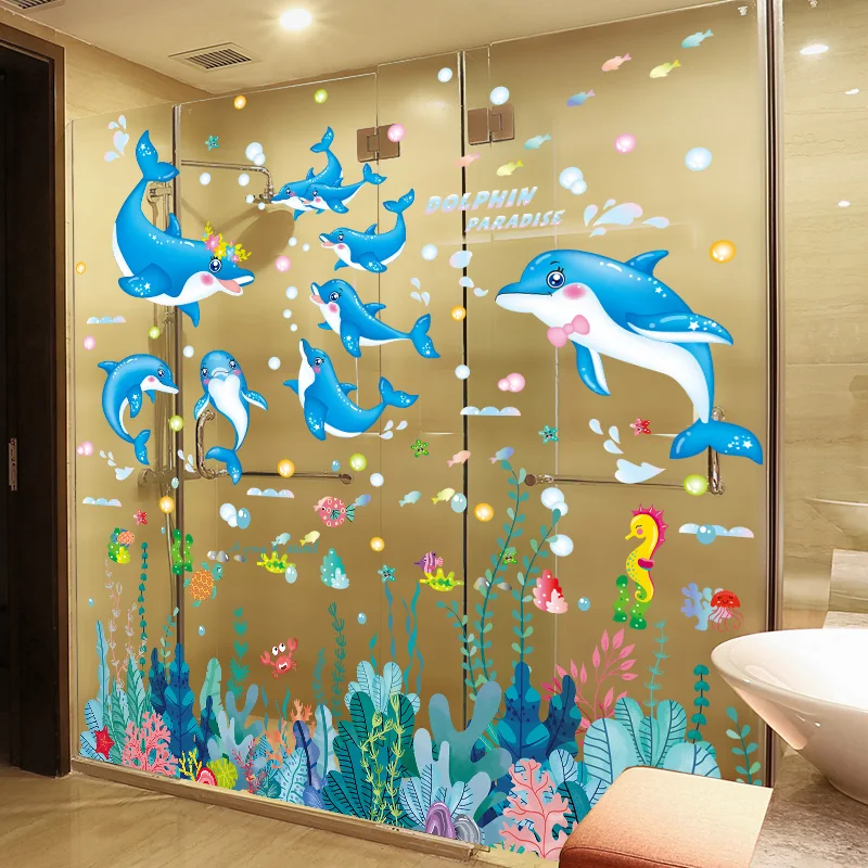 Наклейки на стену в виде морских водорослей дельфинов | Дом и сад