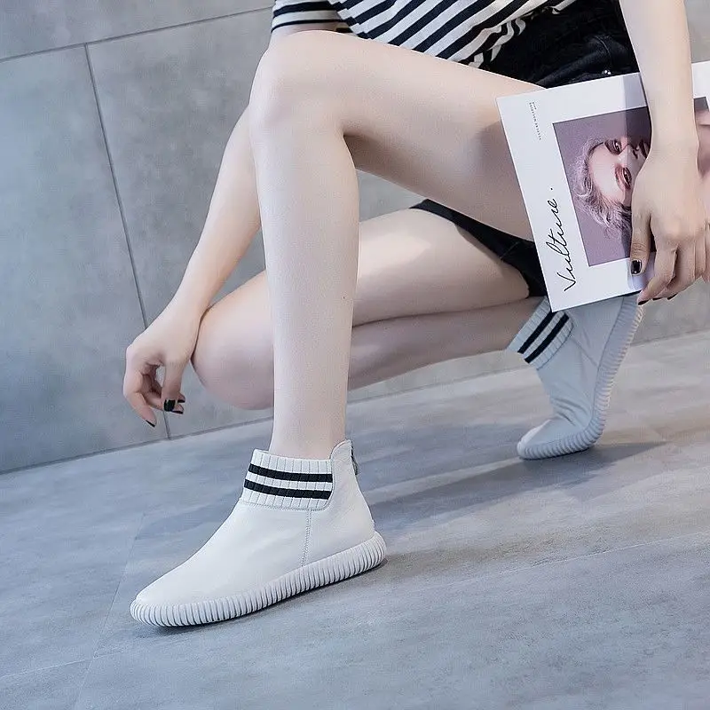 Женская обувь ботильоны женская белого цвета высокие ботинки на платформе