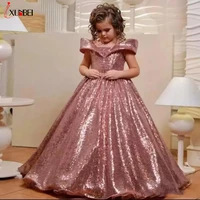 2022 new princess floor length sequins flower girl dresses sweetheart neck girls pageant dresses first communion dresses