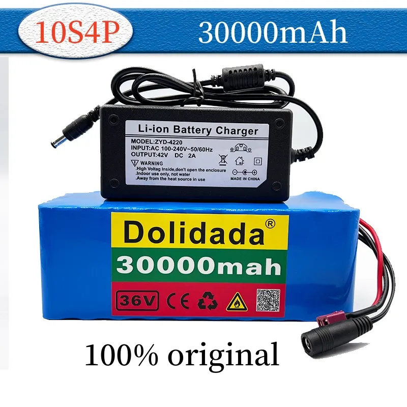 

New 36V 10s4p 30Ah 20000W large capacity 18650 lithium battery pack electric bicycle scooter with BMS T+DC Plug