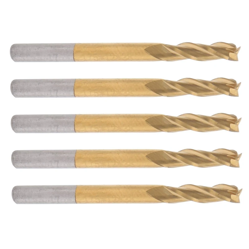 

5Pcs 3-Flute Milling Cutter Milling Steel Face Cutter Set Round Shaft Cutter 3.175 X 3.175 X12 X 40