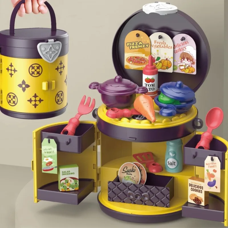 

Large Children Simulation Kitchen Toy Set Sound Effect Spray Kitchen Food Cooking Dining Table Play House Educational Toys Gifts