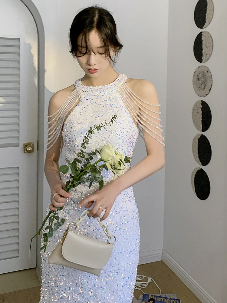 

Вечернее платье с бахромой, маленькое женское летнее платье