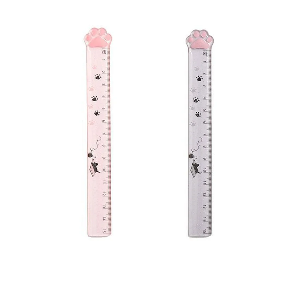 1pc Cute Cat Paw Transparent Rulers 15cm Painting Measuring Tools Kawaii Stationery Kids Praise Gifts Student School Supplies