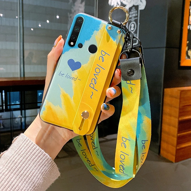 

Чехол для Huawei P20 Lite P30 P40 Pro, роскошный кросс-боди с любовным сердцем и подставкой с ремешком на руку, чехол для Honor 20 Pro 30 30S Mate 20