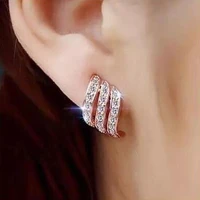 new novel design 3 rows stud earrings for women 2021 new fashion ear accessories chic girls earrings rose gold color jewelry