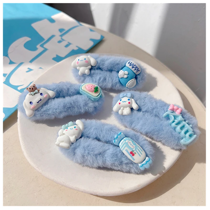 

Cute Sanrio Cinnamoroll Plush Hairpin, Autumn and Winter New Korean Style Sweet Girl Hairpin Hairpin Hairpin Girls Gifts