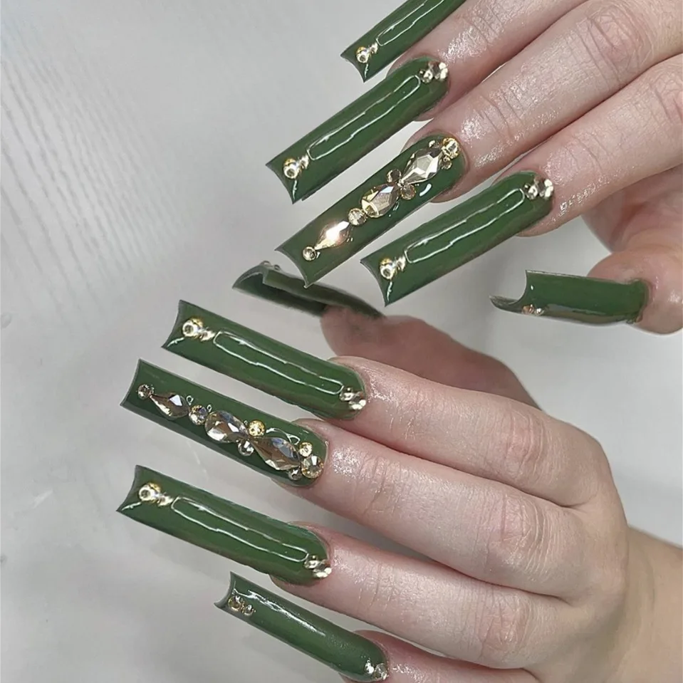 

24 шт., акриловые накладные ногти цвета шампанского