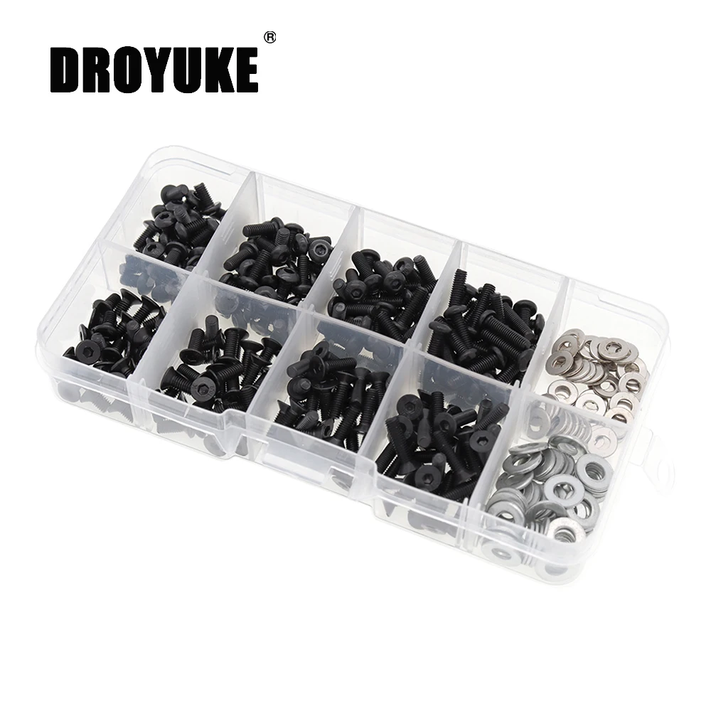 

340pcs RC Screw Kit & M3 M4 Bolts Washers Hardware Fasteners for Traxxas Axial Redcat HSP HPI Arrma Losi 1/8 1:10 Scale RC Cars