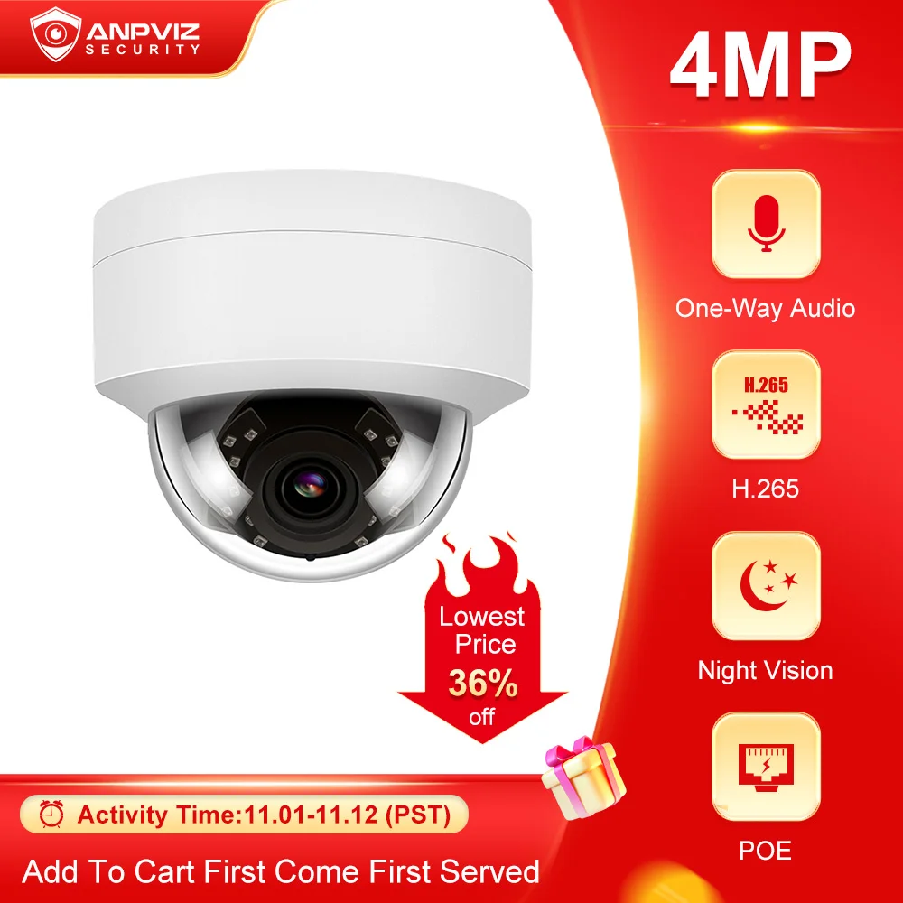 

IP-камера видеонаблюдения Anpviz, 4 МП, PoE, 2,8 мм