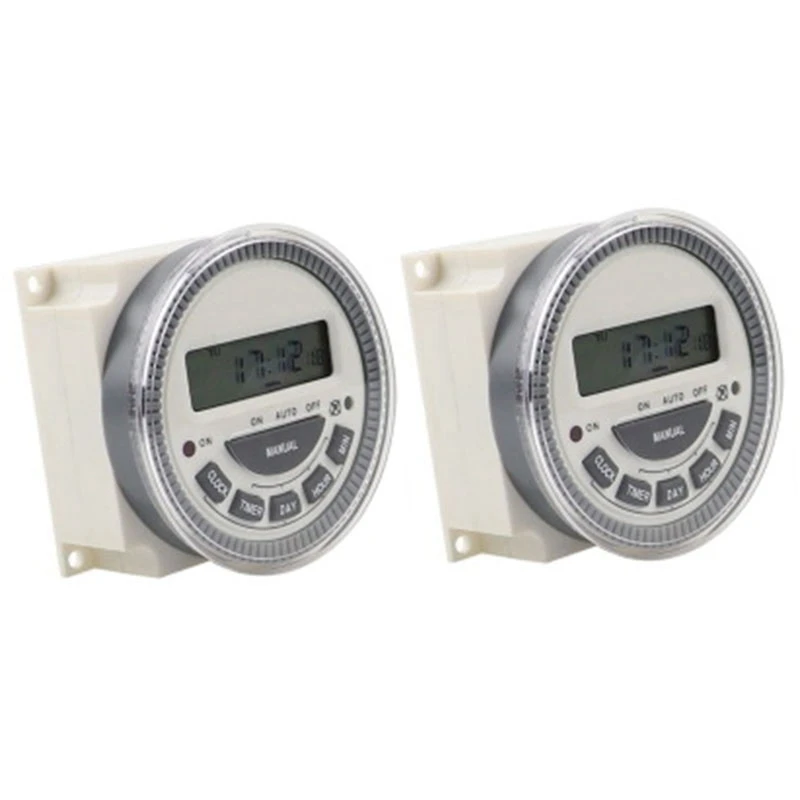 

2X Programmable Timer Switch Relay Digital LCD Power Weekly CN304A AC 220V 5 Pin
