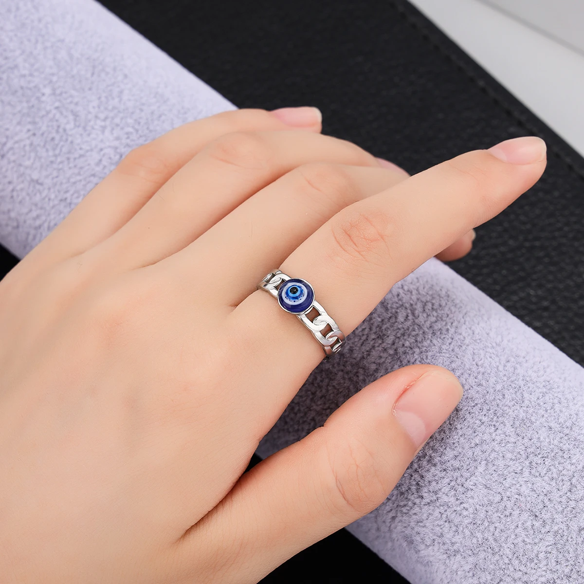 Original Design Devil's Eye Ring Opening Adjustable Ring Paint Colorful Eye Ring Men's and Women's Rings