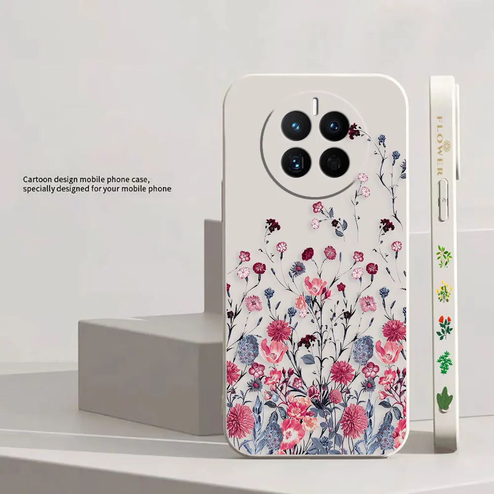 Leaves Flower Plants Phone Case For Huawei MATE 10 20 20X 30 40 50 P20 P30 P40 P50 P60 PRO PLUS Colour Liquid Case Cover Funda