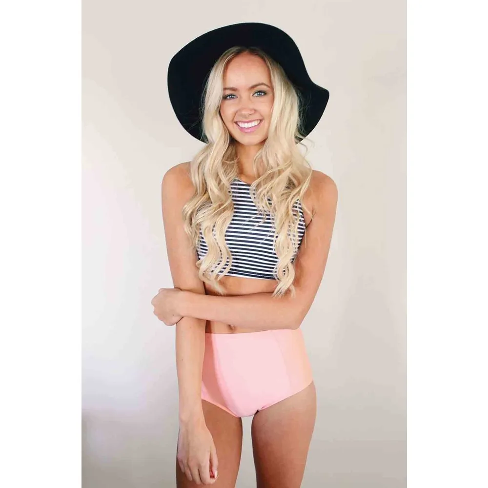 

Женский купальник-танкини в полоску, с высокой талией