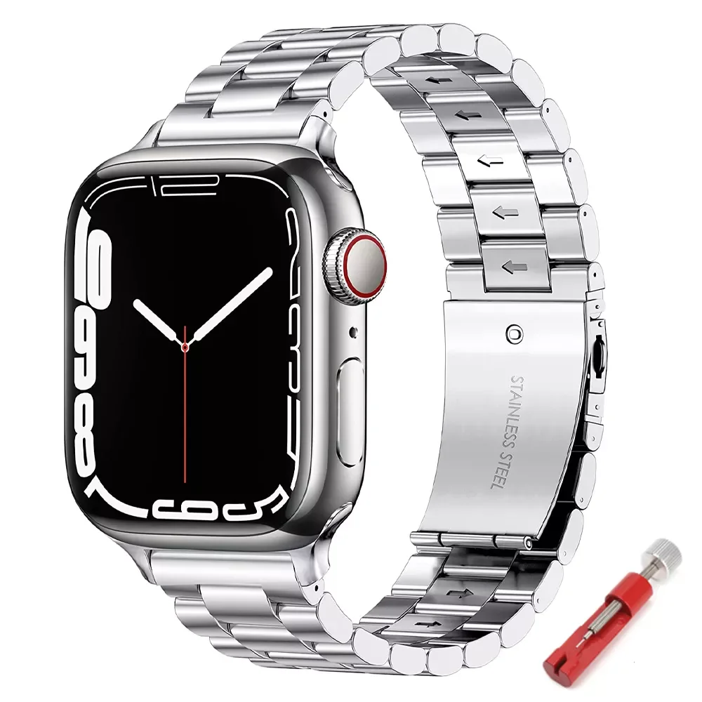 

Strap For Apple Watch Series 7 6 5 4 3 Stainless Steel Bracelet pulseira Adapter correa for iWatch band 45mm 41mm 40mm 44mm 42mm