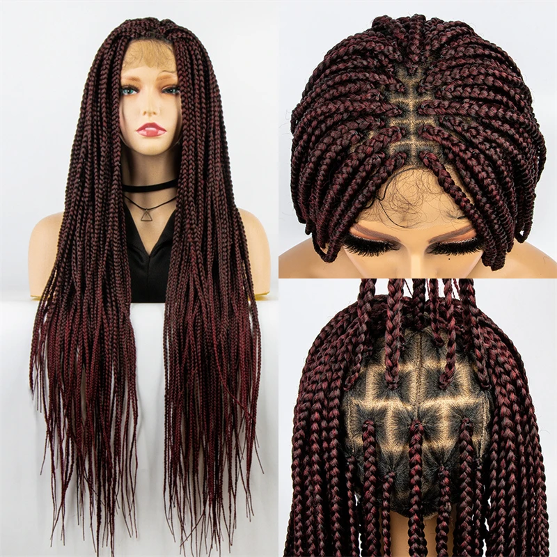 Long Box Braids Lace Frontal Wig Braided Hair Wigs For Women