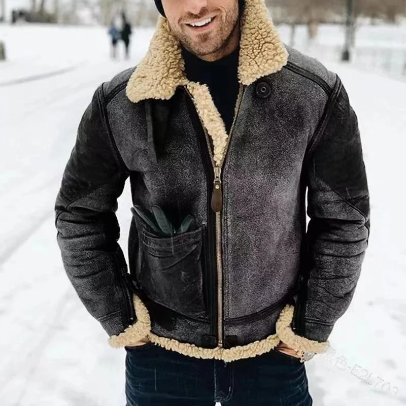 

Men's Jacket Lmitation Leather Jacket Coats Casual Mid-Length Outdoor Windbreaker Windproof