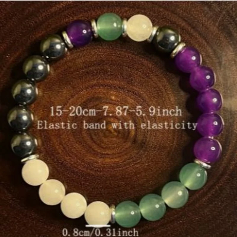 1 шт. взрывоопасный браслет с черным аметистом и белым нефритом