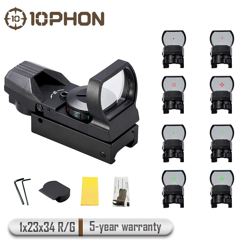 

10phon 1x23x34 прицел с красной точкой охотничий прицел Профессиональный прицел с 4 узорами военный тактический коллиматор