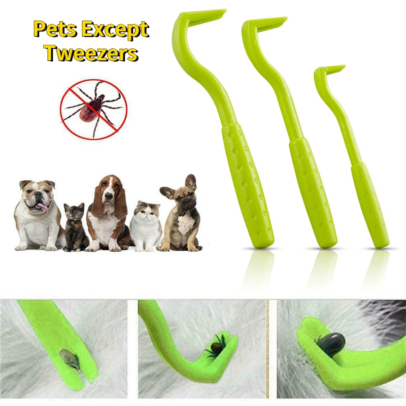 

3pcs Tick Remover Tweezer Flea Remover Hook Tick Pull Pet Flea Removal Tool Pet Mites Flea Extractor Pet Grooming Supplies