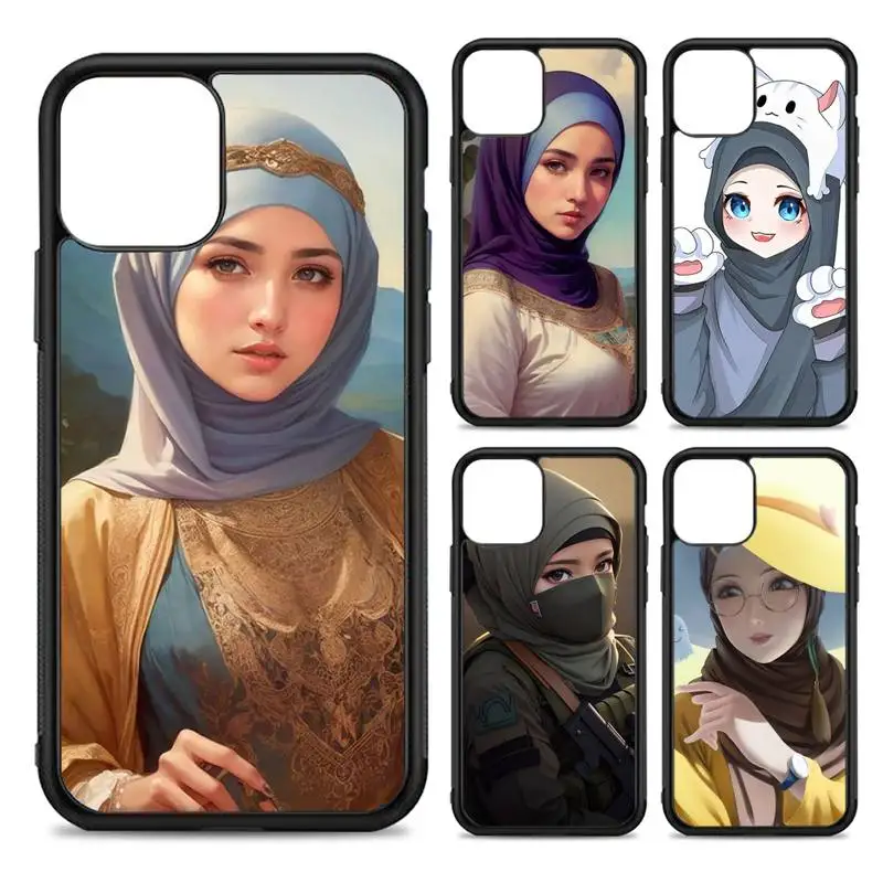 

Muslim Islamic Gril Phone Case Silicone PC+TPU Case For iPhone 14 11 12 13 Pro Max 8 7 6 Plus X XR Hard Fundas