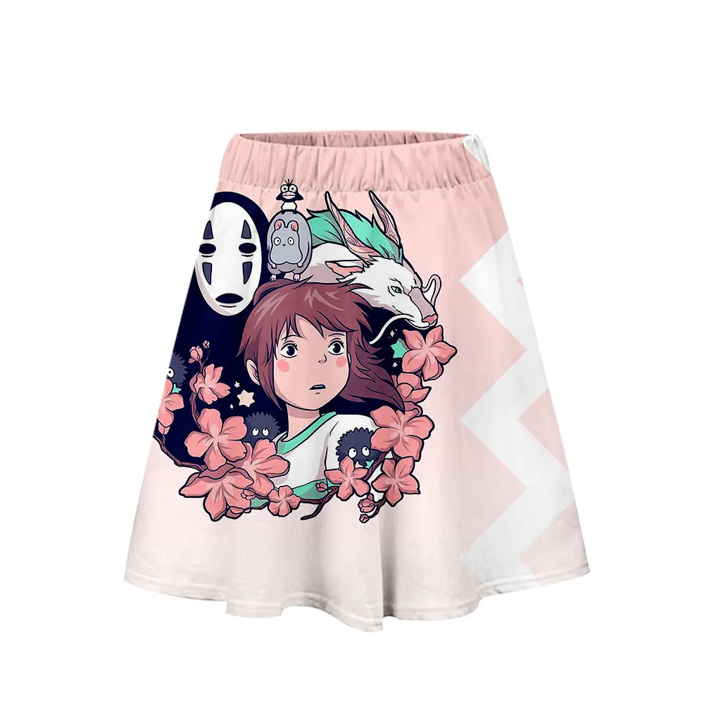 2022 Chin Summer Student Short Thin Knee Length Harajuku Casual Anime Kawaii Print Beach Elegant Party Woman Mini A-line Skirts