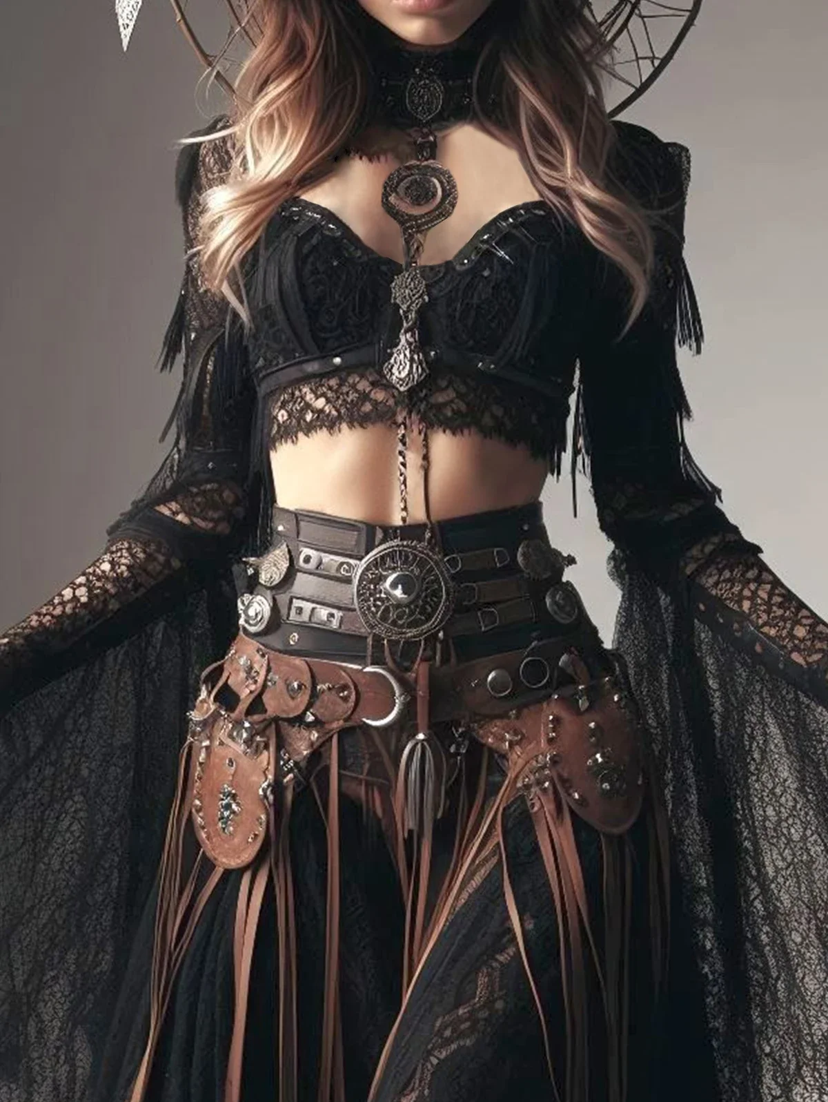 Модные женские готические топы рубашки темные кружевные рукава-трубы Harajuku