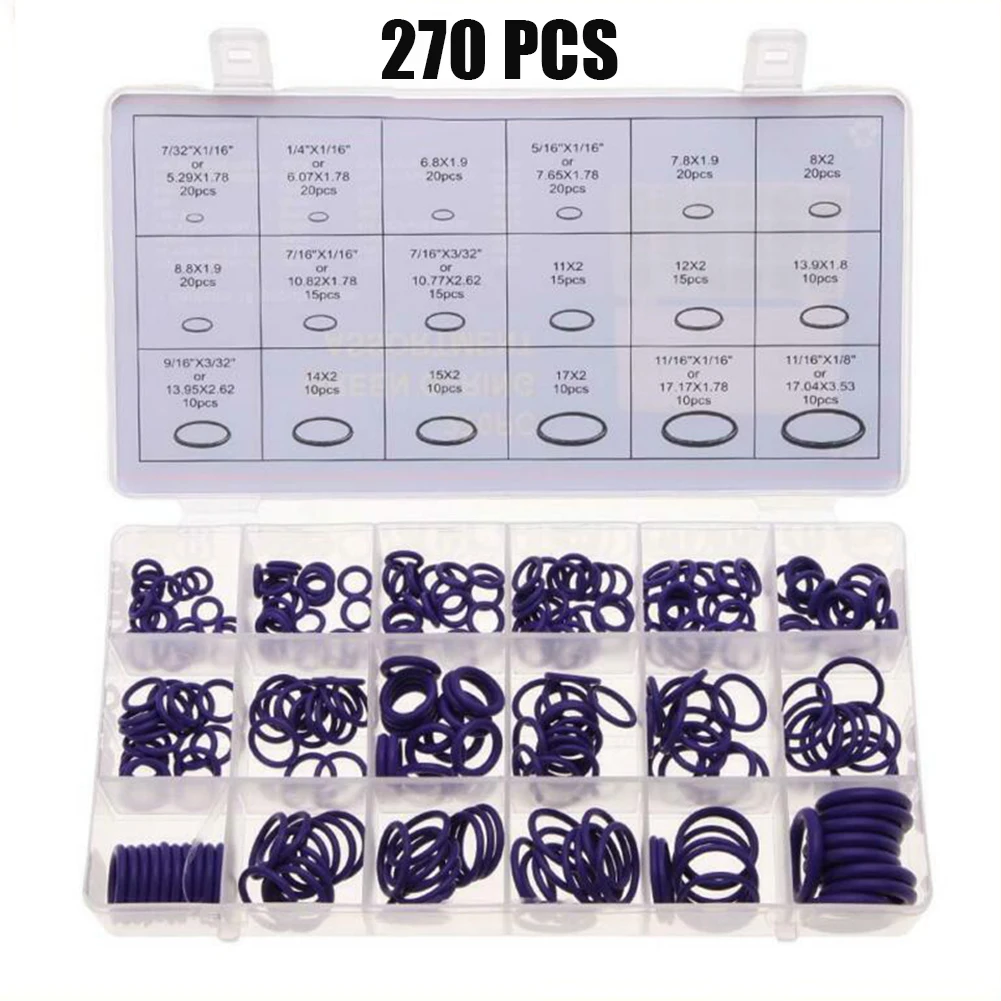 

270PCS Metric Rubber O-Ring Washer Assortment Kit Gasket Automotive Seal Set O-Ring Seals For Gaskets Purple/Green