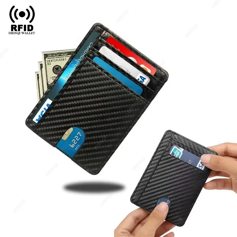 Мужской Ультратонкий Кошелек Из Углеродного Волокна RFID-блокировка Держатель Для