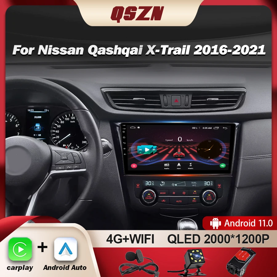 

QSZN Android 13 для Nissan Qashqai X-Trail Xtrail 2016-2021 автомобильный радиопроигрыватель мультимедийная стереосистема навигация DSP Авторадио для CarPlay