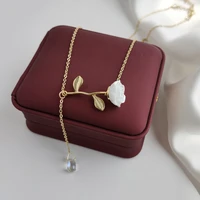 white rose necklace collarbone chain for woman and sweet super fairy temperament female minority design feeling versatile neck