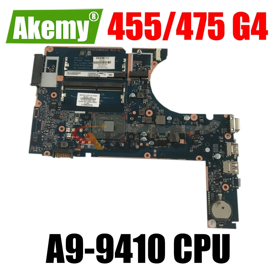 

DAX93AMB6G0 MB For HP 455 G4 475 G4 X93A Laptop motherboard With A9-9410 907358-601 907358-001 911246-001 100% Fully Tested