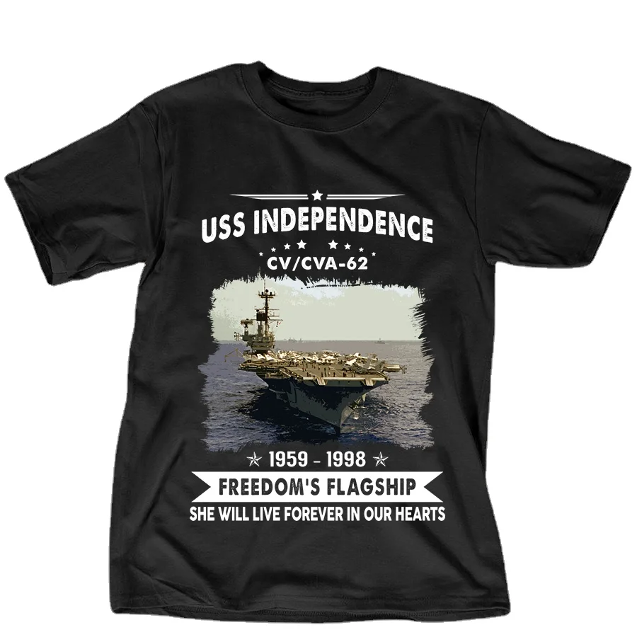 

USS Independence (CV/CVA-62) Aircraft Carriers T-Shirt 100% Cotton O-Neck Summer Short Sleeve Casual Mens T-shirt Size S-3XL