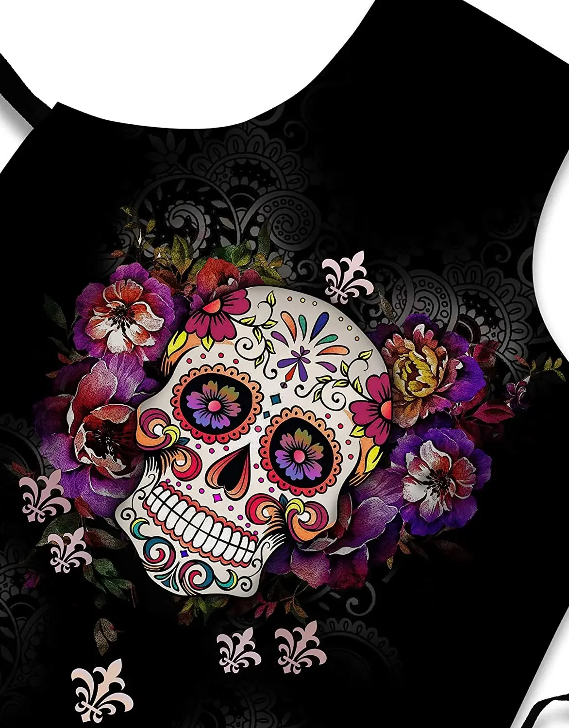 Фото Sweet Mexico Halloween Sugar Skull Cooking Apron 3D Print Chef Aprons for Home Kitchen Black Kitchen Aprons One Size №2