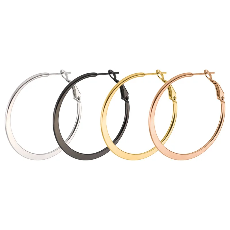 

Exaggerated Big Round Hoop Earrings For Women Stainless Steel Flatten Circle Earings Hoops Korean Statement Jewelry Accessories